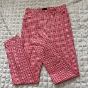 Burberry Golf US 10 Pink Plaid Chino Pants ~ Straight Leg Preppy Country Club